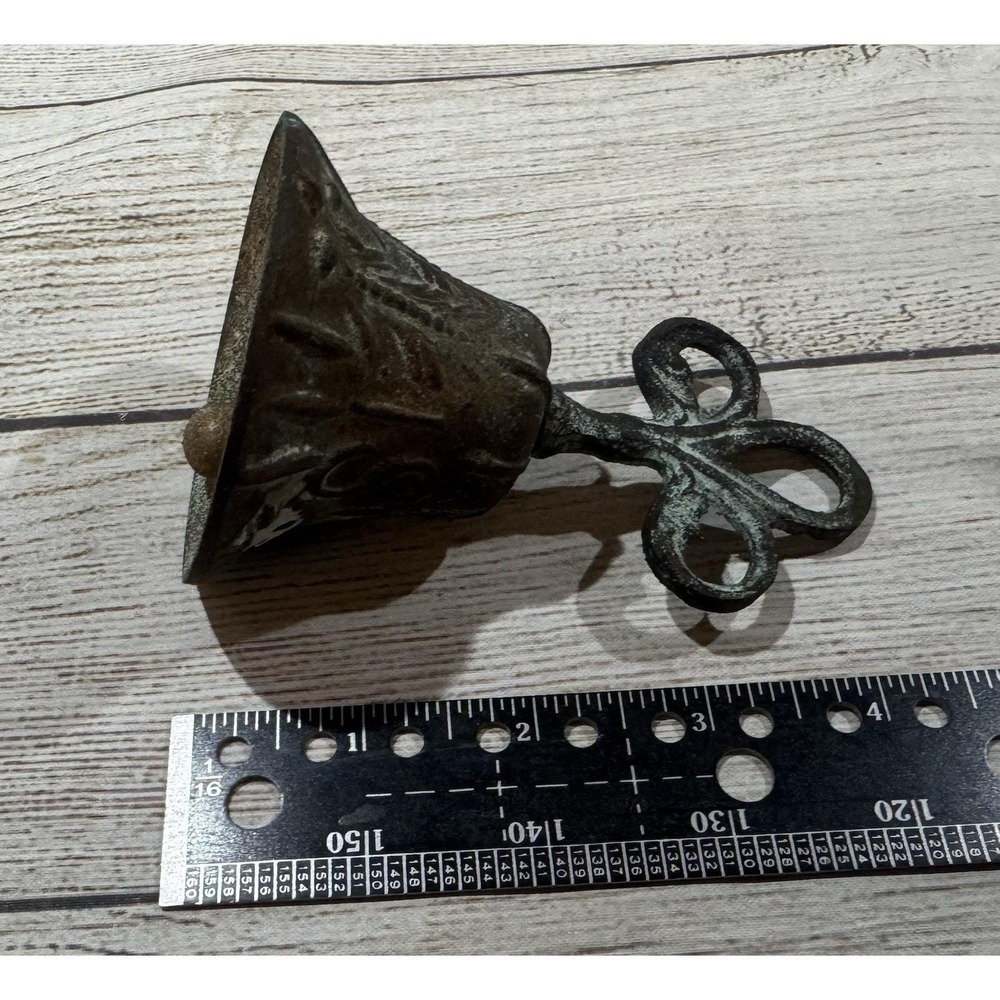 Antique Vintage Small Hand Held Bronze Mission Church Bell Ringer 4.25" GTubG - Picture 6 of 11